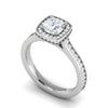 Jewelove™ Rings VVS G / Women's Band only 0.30cts. Cushion Solitaire Double Halo Diamond Shank Platinum Ring JL PT RH CU 168
