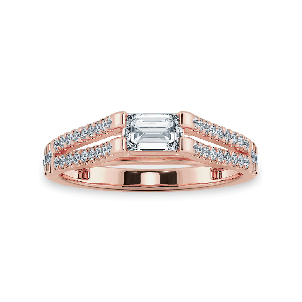 Jewelove™ Rings Women's Band only / VVS E 0.30cts. Emerald Cut Solitaire Diamond Split Shank 18K Rose Gold Ring JL AU 1180R