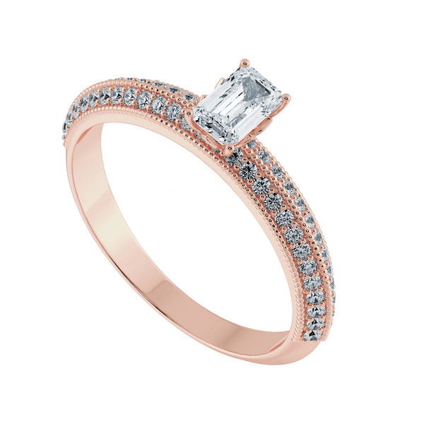 Jewelove™ Rings Women's Band only / E VVS 0.30cts. Emerald Cut Solitaire Diamond Split Shank 18K Rose Gold Ring JL AU 1188R