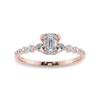 Jewelove™ Rings Women's Band only / VVS E 0.30cts. Emerald Cut Solitaire Halo Diamond Accents 18K Rose Gold Solitaire Ring JL AU 2006R