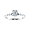 Jewelove™ Rings E VVS / Women's Band only 0.30cts Emerald Cut Solitaire Halo Diamond Accents Platinum Ring JL PT 2006