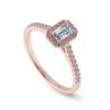 Jewelove™ Rings Women's Band only / VVS E 0.30cts. Emerald Cut Solitaire Halo Diamond Shank 18K Rose Gold Ring JL AU 1197R