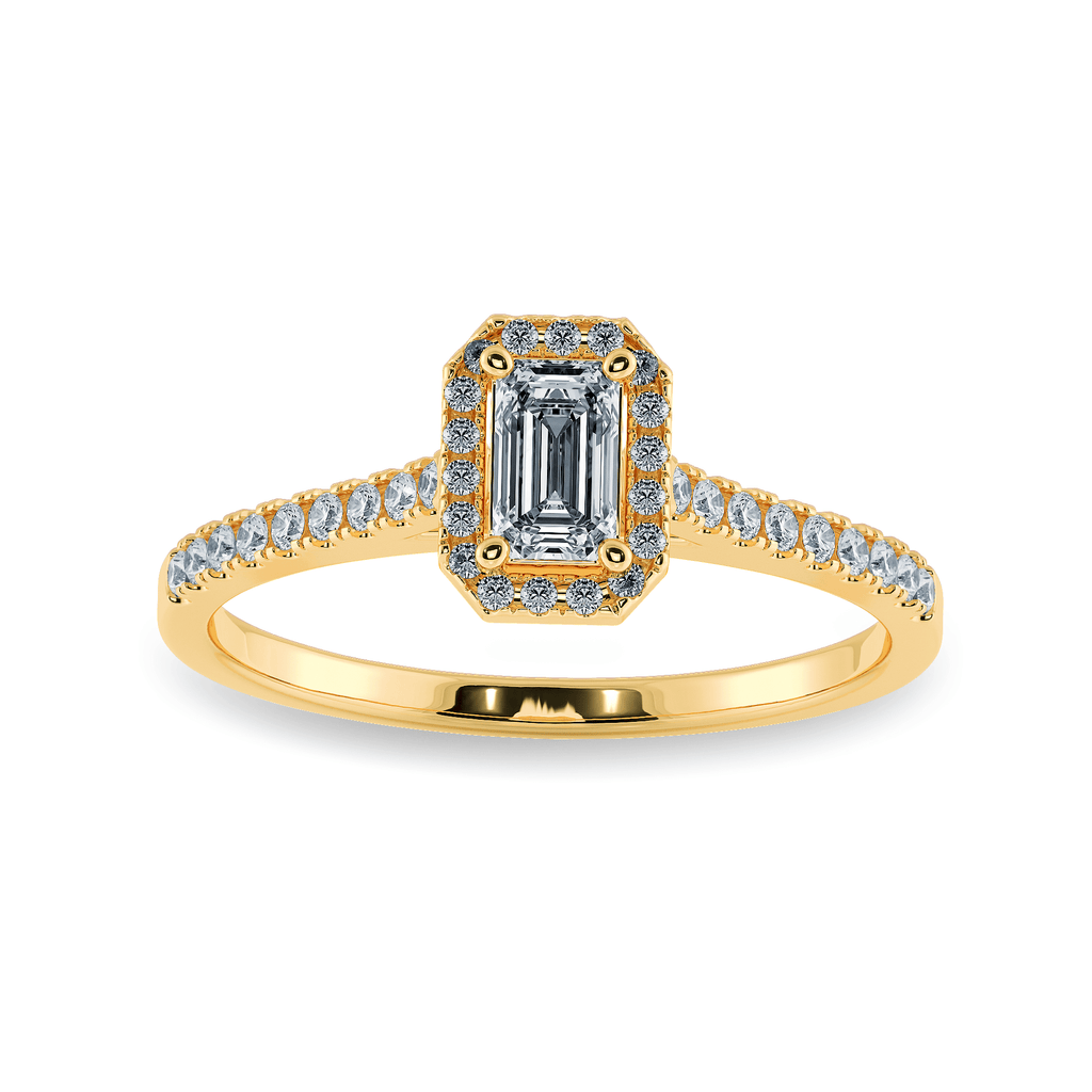 Jewelove™ Rings Women's Band only / E VVS 0.30cts. Emerald Cut Solitaire Halo Diamond Shank 18K Yellow Gold Ring JL AU 1197Y