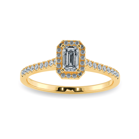 0.30cts. Emerald Cut Solitaire Halo Diamond Shank 18K Yellow Gold Ring JL AU 1197Y
