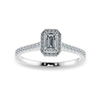Jewelove™ Rings E VVS / Women's Band only 0.30cts Emerald Cut Solitaire Halo Diamond Shank Platinum Ring JL PT 1197