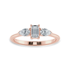 Jewelove™ Rings Women's Band only / VVS E 0.30cts. Emerald Cut Solitaire with Pear Cut Diamond Accents 18K Rose Gold Solitaire Ring JL AU 1204R