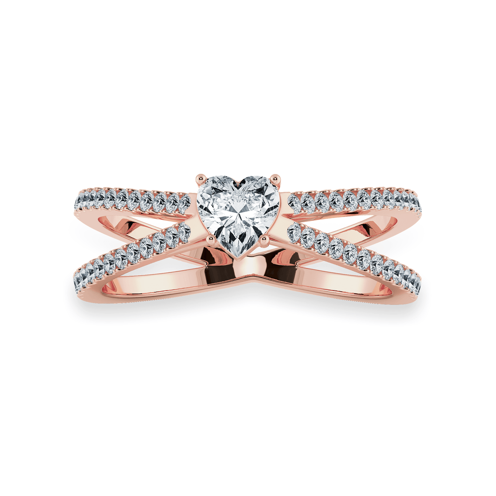 Jewelove™ Rings Women's Band only / VS I 0.30cts. Heart Cut Solitaire Diamond Split Shank 18K Rose Gold Ring JL AU 1173R