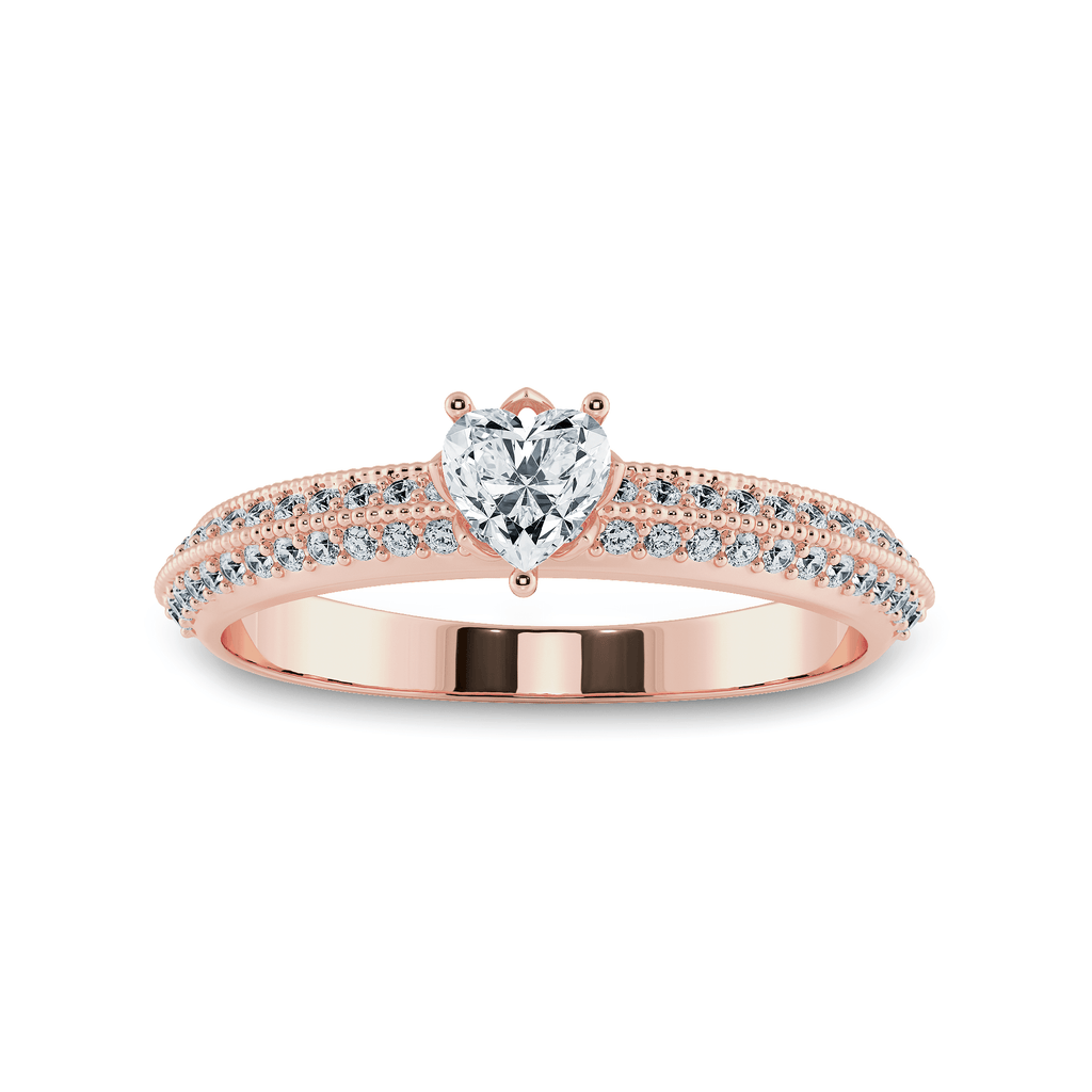 Jewelove™ Rings Women's Band only / VS I 0.30cts. Heart Cut Solitaire Diamond Split Shank 18K Rose Gold Ring JL AU 1189R