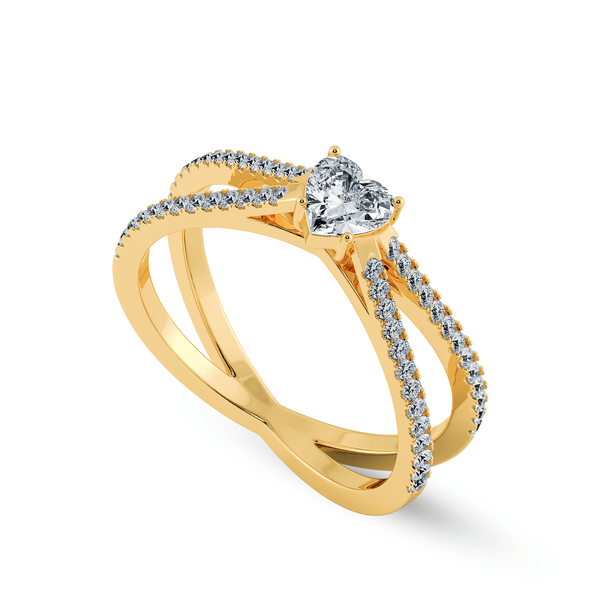Jewelove™ Rings Women's Band only / VS I 0.30cts. Heart Cut Solitaire Diamond Split Shank 18K Yellow Gold Ring JL AU 1173Y