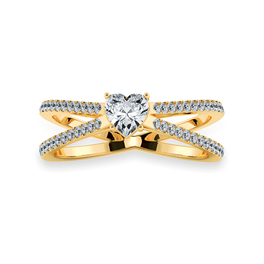Jewelove™ Rings Women's Band only / VS I 0.30cts. Heart Cut Solitaire Diamond Split Shank 18K Yellow Gold Ring JL AU 1173Y