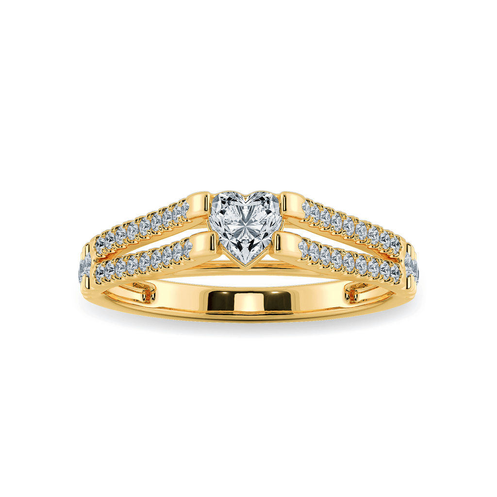 Jewelove™ Rings Women's Band only / VS I 0.30cts. Heart Cut Solitaire Diamond Split Shank 18K Yellow Gold Ring JL AU 1181Y