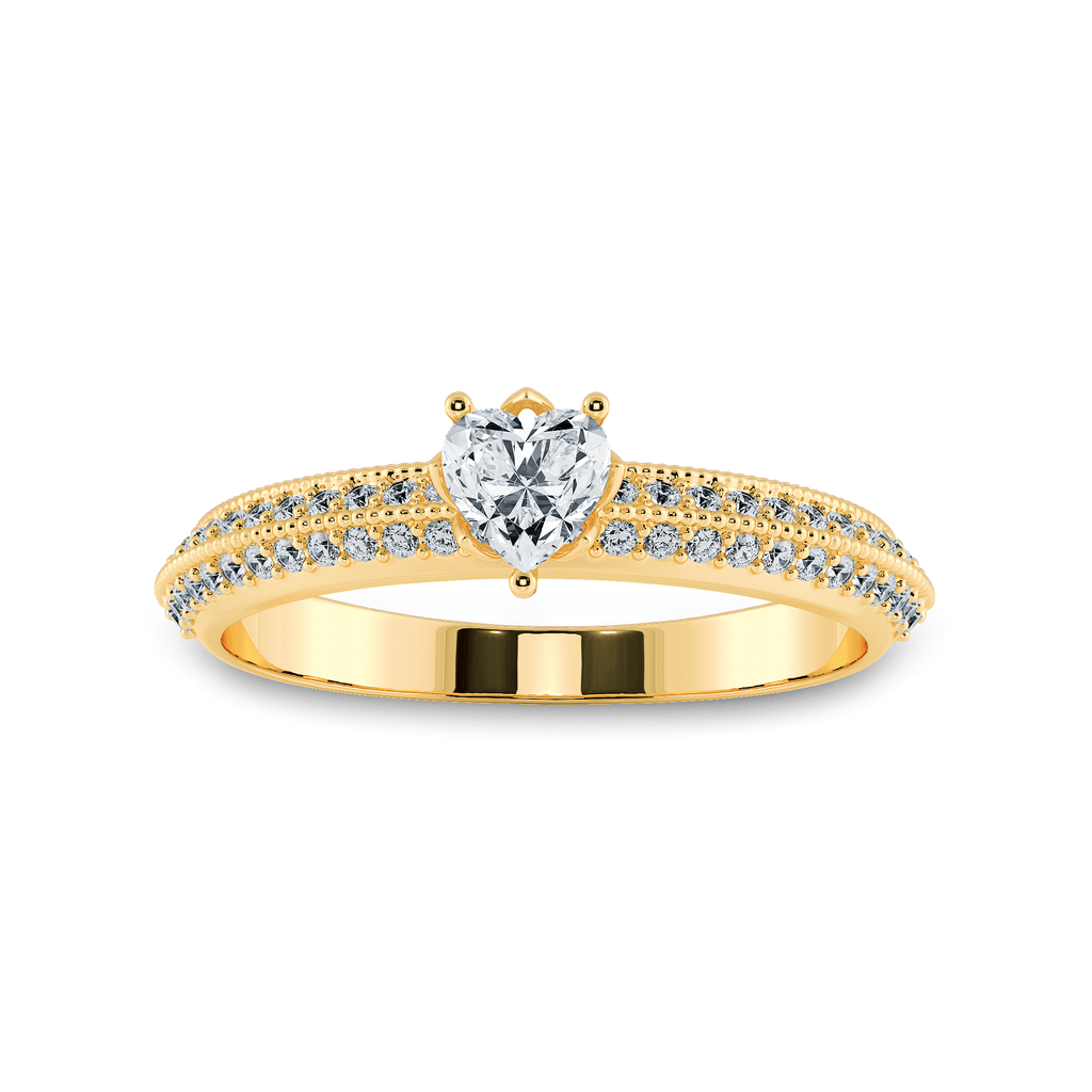 Jewelove™ Rings Women's Band only / VS I 0.30cts. Heart Cut Solitaire Diamond Split Shank 18K Yellow Gold Ring JL AU 1189Y