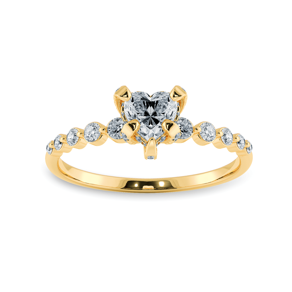 Jewelove™ Rings Women's Band only / VS I 0.30cts. Heart Cut Solitaire Halo Diamond Accents 18K Yellow Gold Ring JL AU 2007Y
