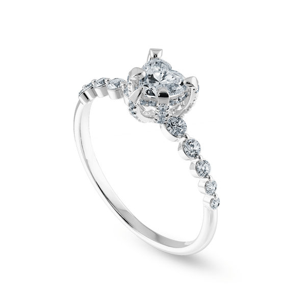Jewelove™ Rings I VS / Women's Band only 0.30cts Heart Cut Solitaire Halo Diamond Accents Platinum Ring JL PT 2007