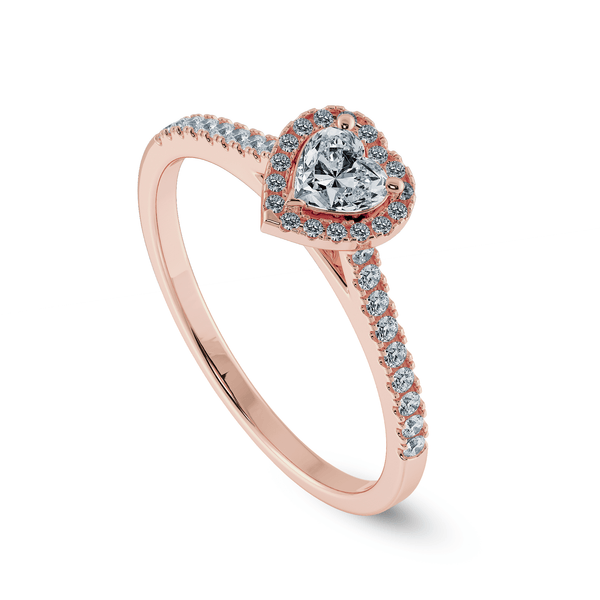 Jewelove™ Rings Women's Band only / VS I 0.30cts. Heart Cut Solitaire Halo Diamond Shank 18K Rose Gold Ring JL AU 1198R