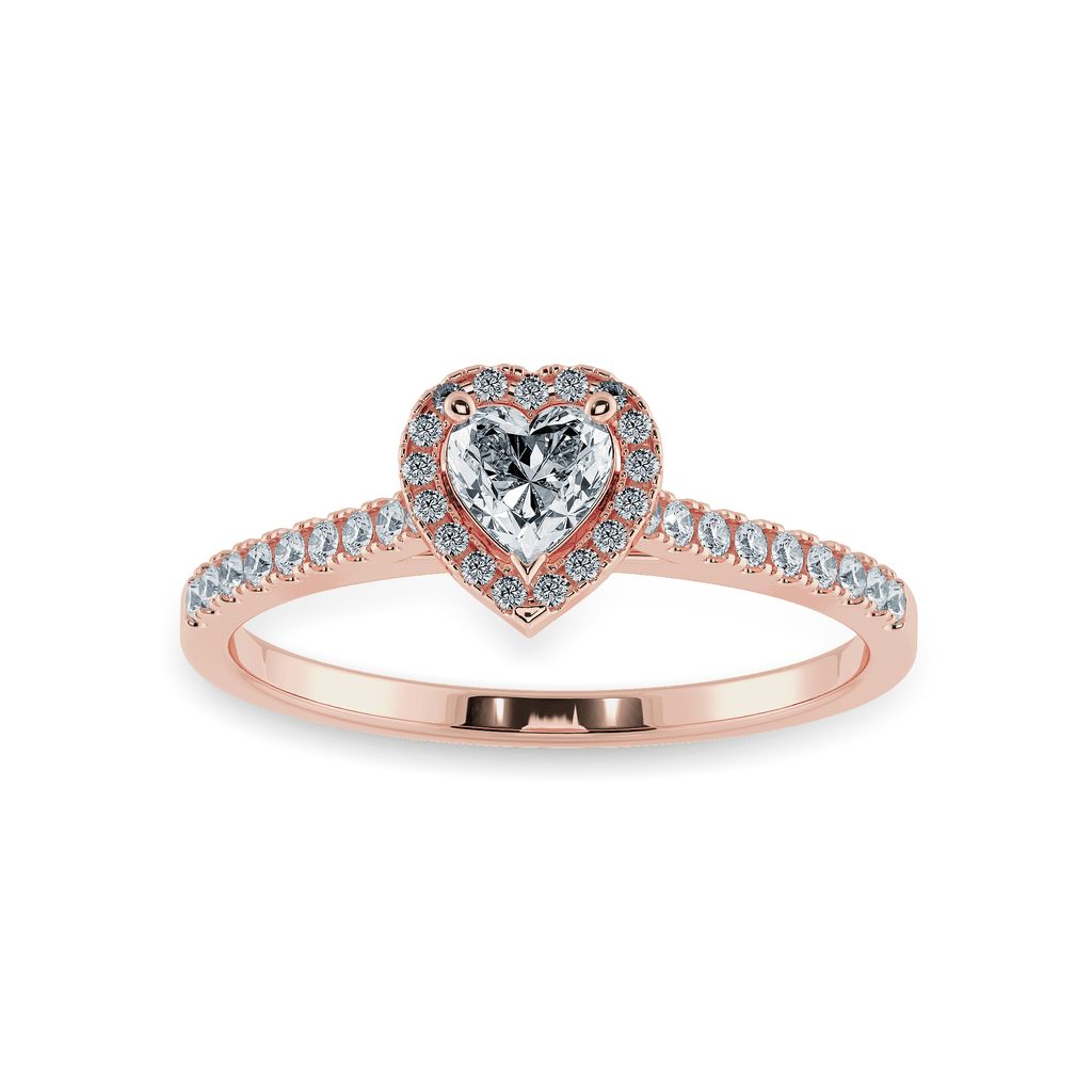Jewelove™ Rings Women's Band only / VS I 0.30cts. Heart Cut Solitaire Halo Diamond Shank 18K Rose Gold Ring JL AU 1198R