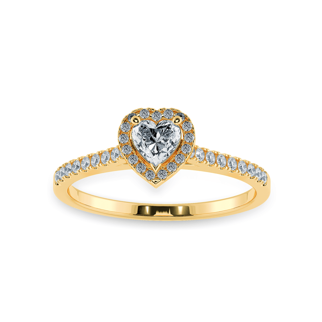 Jewelove™ Rings Women's Band only / VS I 0.30cts. Heart Cut Solitaire Halo Diamond Shank 18K Yellow Gold Ring JL AU 1198Y