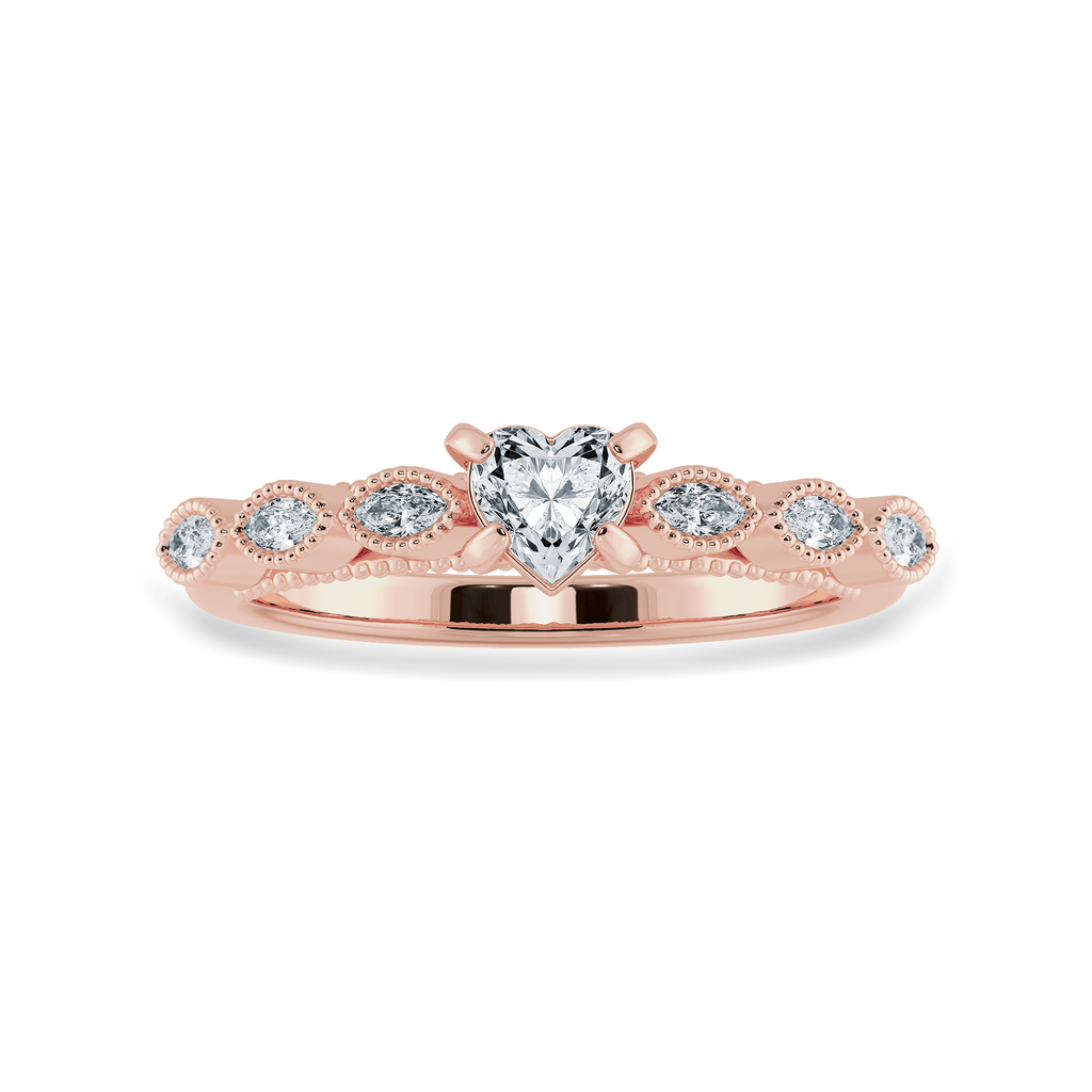 Jewelove™ Rings Women's Band only / VS I 0.30cts. Heart Cut Solitaire with Marquise Cut Diamond Accents 18K Rose Gold Ring JL AU 2016R