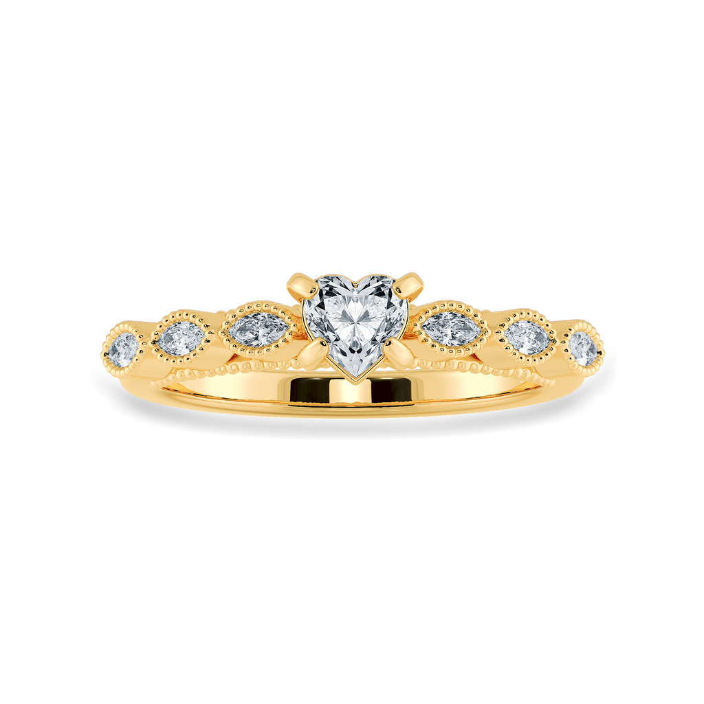 Jewelove™ Rings Women's Band only / VS I 0.30cts. Heart Cut Solitaire with Marquise Cut Diamond Accents 18K Yellow Gold Ring JL AU 2016Y
