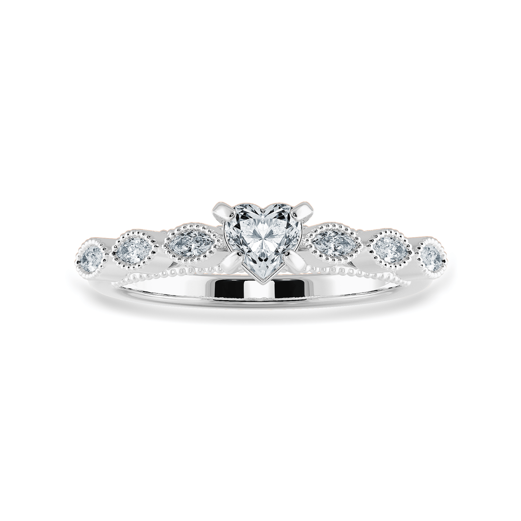 Jewelove™ Rings VS I / Women's Band only 0.30cts Heart Cut Solitaire with Marquise Cut Diamond Accents Platinum Ring JL PT 2016