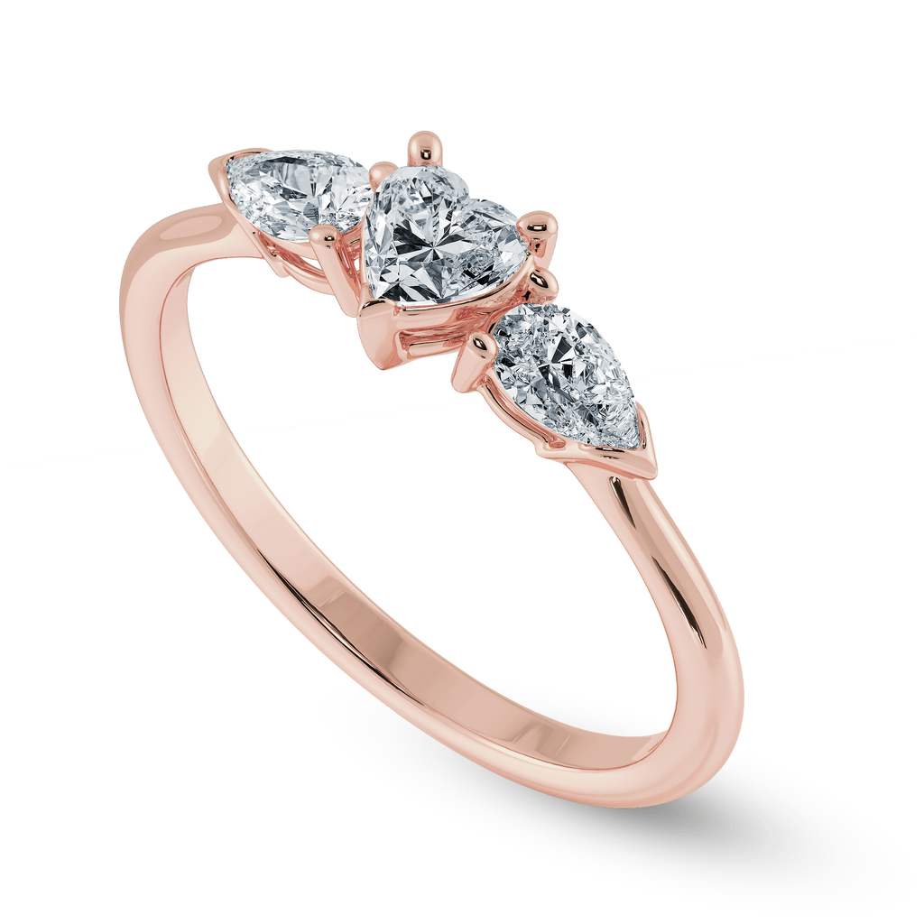 Jewelove™ Rings Women's Band only / VS I 0.30cts. Heart Cut Solitaire with Pear Cut Diamond Accents 18K Rose Gold Ring JL AU 1205R