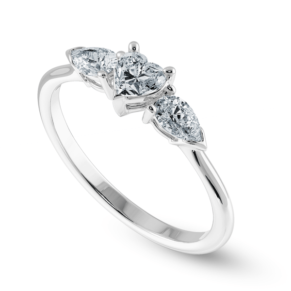 Jewelove™ Rings I VS / Women's Band only 0.30cts Heart Cut Solitaire with Pear Cut Diamond Accents Platinum Ring JL PT 1205