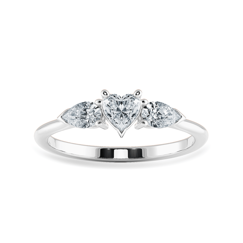 Jewelove™ Rings I VS / Women's Band only 0.30cts Heart Cut Solitaire with Pear Cut Diamond Accents Platinum Ring JL PT 1205