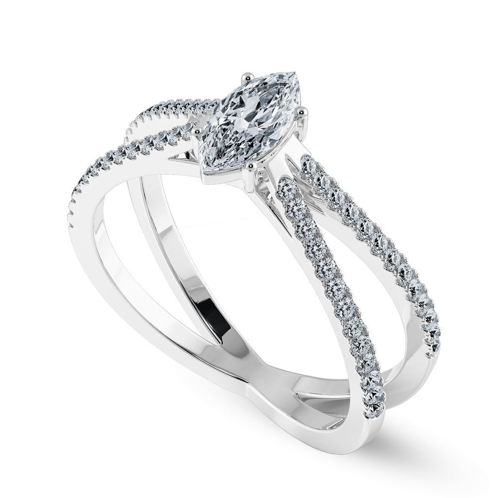 Jewelove™ Rings I VS / Women's Band only 0.30cts Marquise Cut Solitaire Diamond Split Shank Platinum Ring JL PT 1176