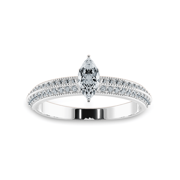 Jewelove™ Rings I VS / Women's Band only 0.30cts Marquise Cut Solitaire Diamond Split Shank Platinum Ring JL PT 1192