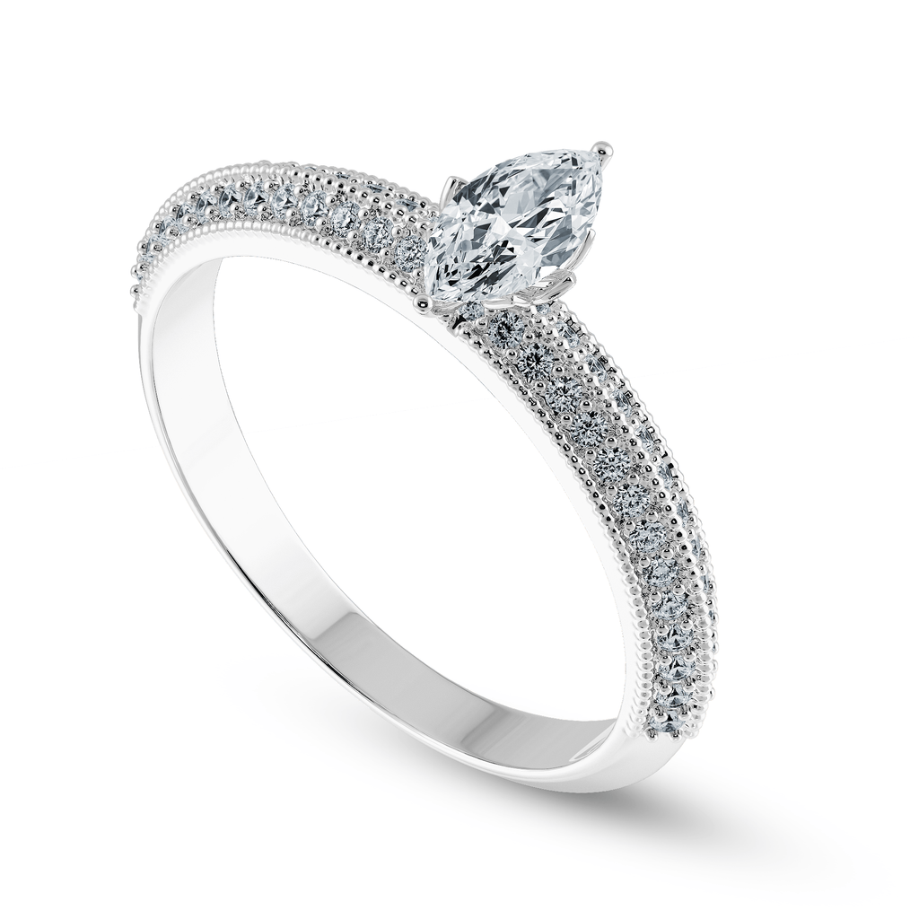 Jewelove™ Rings I VS / Women's Band only 0.30cts Marquise Cut Solitaire Diamond Split Shank Platinum Ring JL PT 1192