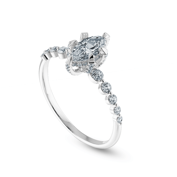 Jewelove™ Rings I VS / Women's Band only 0.30cts Marquise Cut Solitaire Halo Diamond Accents Platinum Ring JL PT 2010