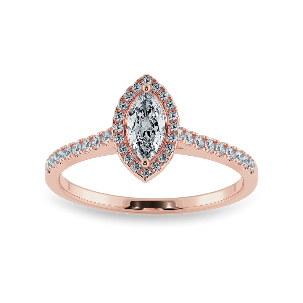 Jewelove™ Rings Women's Band only / VS I 0.30cts. Marquise Cut Solitaire Halo Diamond Shank 18K Rose Gold Ring JL AU 1201R