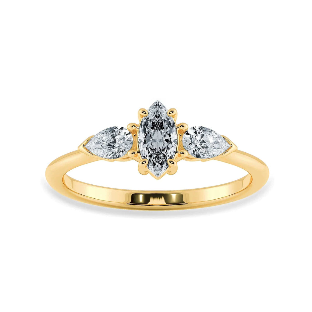 Jewelove™ Rings Women's Band only / VS I 0.30cts. Marquise Cut Solitaire with Pear Cut Diamond Accents 18K Yellow Gold Ring JL AU 1208Y