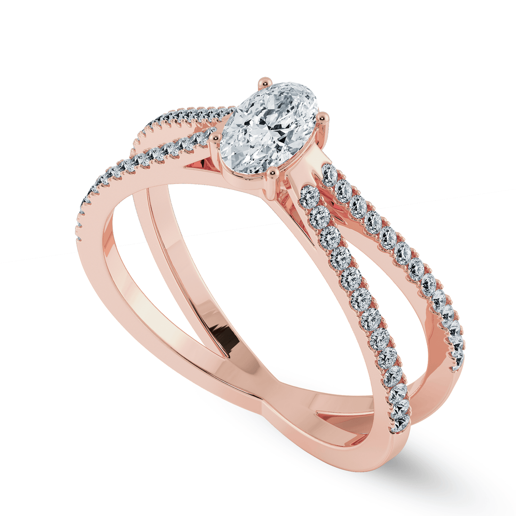Jewelove™ Rings Women's Band only / VS J 0.30cts. Oval Cut Solitaire Diamond Split Shank 18K Rose Gold Ring JL AU 1174R