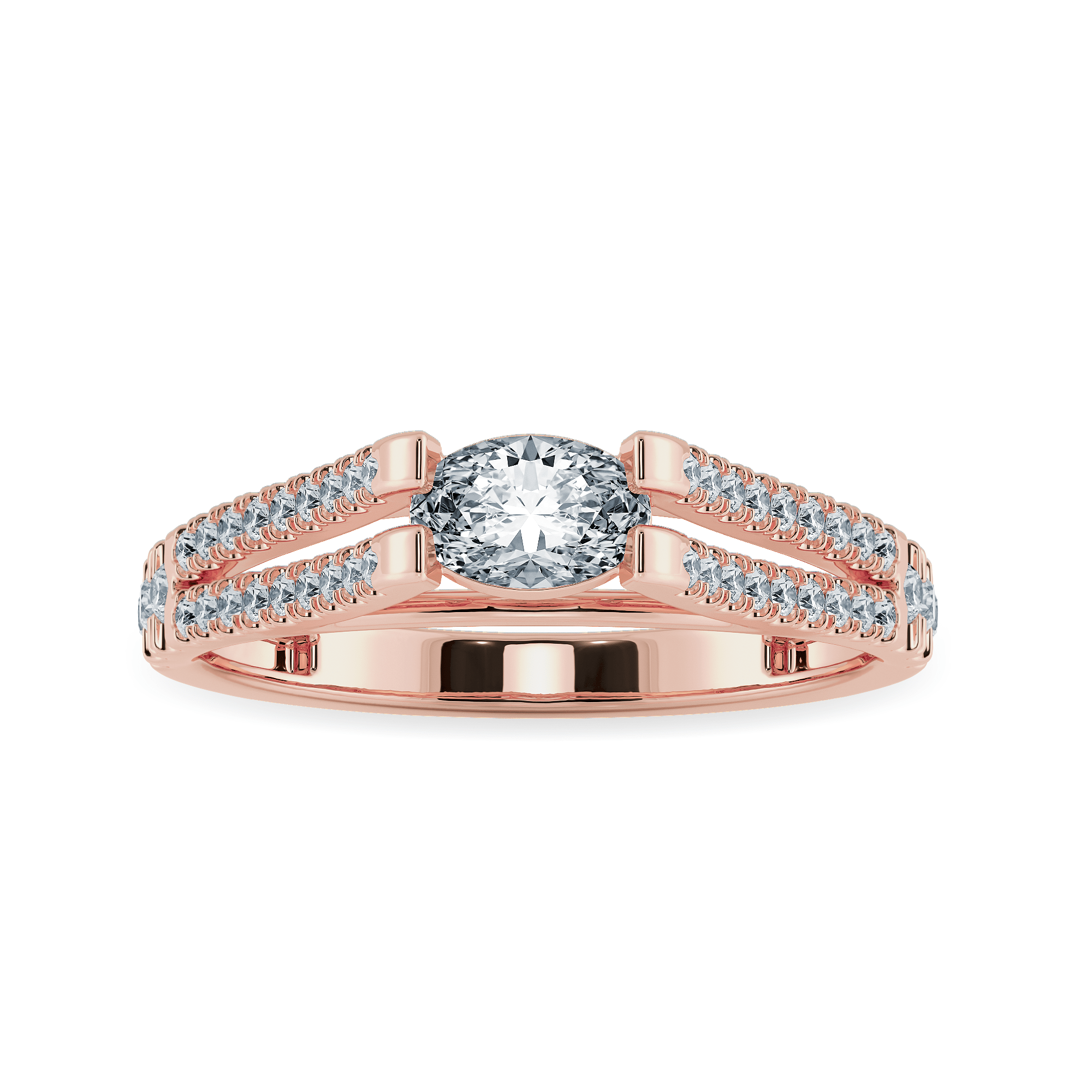 Buy Oval Cut Solitaire Diamond Split Shank 18K Rose Gold