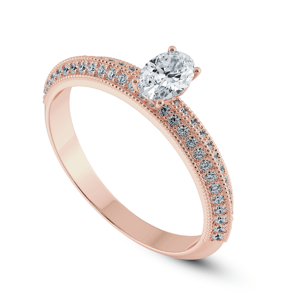 Jewelove™ Rings Women's Band only / VS I 0.30cts. Oval Cut Solitaire Diamond Split Shank 18K Rose Gold Ring JL AU 1190R