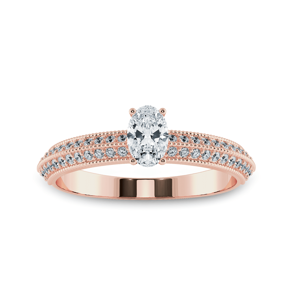 Jewelove™ Rings Women's Band only / VS I 0.30cts. Oval Cut Solitaire Diamond Split Shank 18K Rose Gold Ring JL AU 1190R