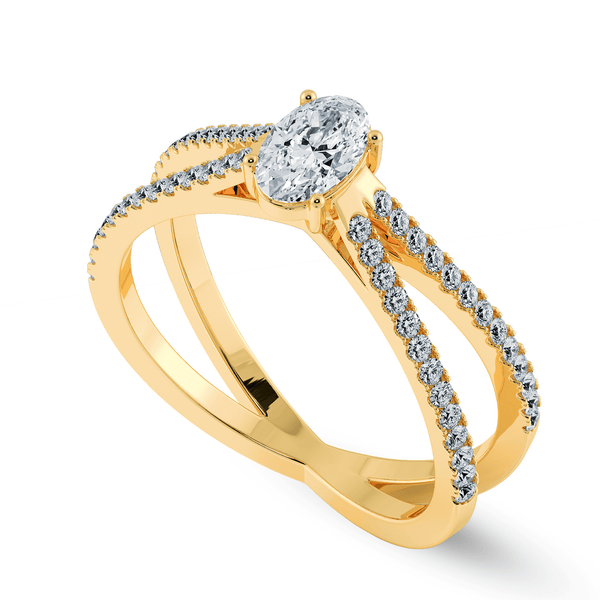 Jewelove™ Rings Women's Band only / VS I 0.30cts. Oval Cut Solitaire Diamond Split Shank 18K Yellow Gold Ring JL AU 1174Y