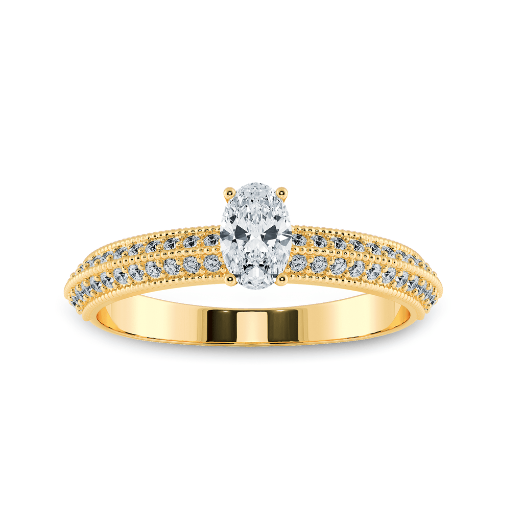 Jewelove™ Rings Women's Band only / VS I 0.30cts. Oval Cut Solitaire Diamond Split Shank 18K Yellow Gold Ring JL AU 1190Y