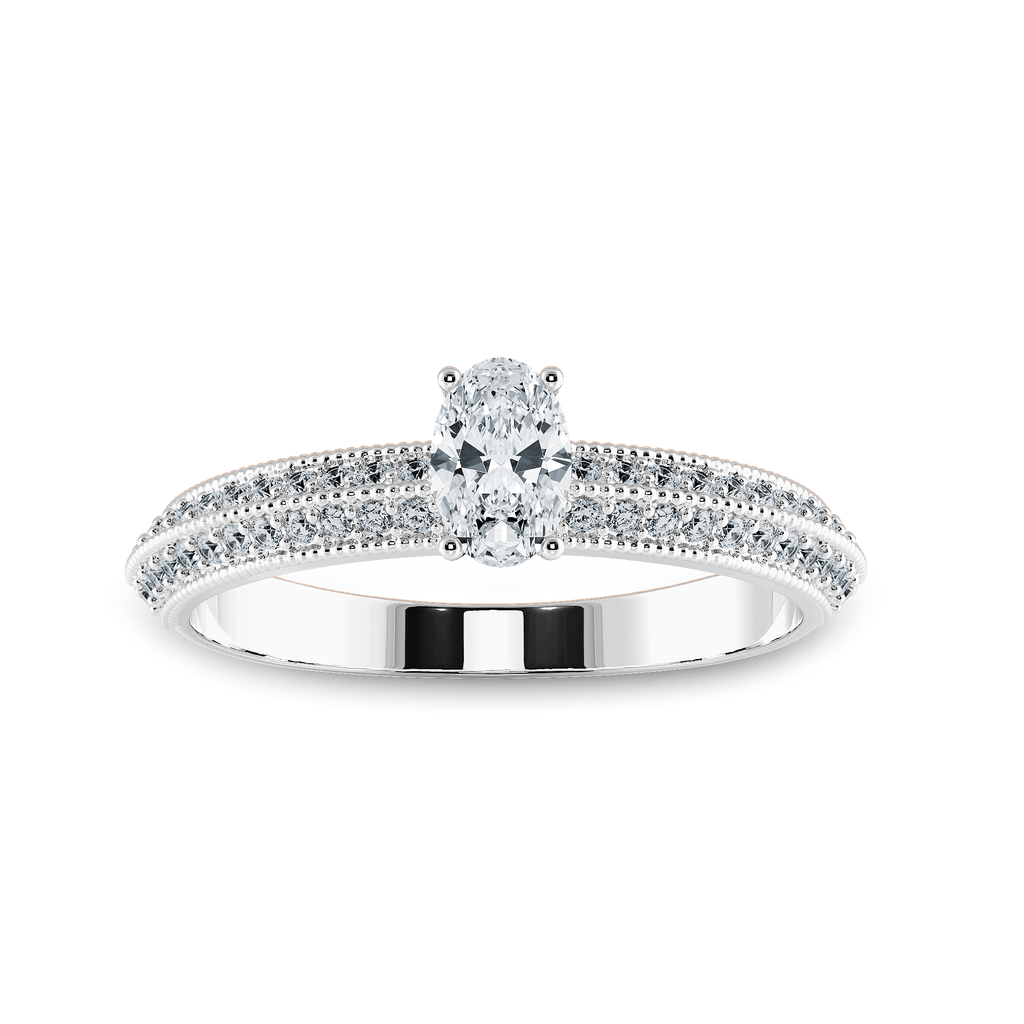 Jewelove™ Rings I VS / Women's Band only 0.30cts Oval Cut Solitaire Diamond Split Shank Platinum Ring JL PT 1190