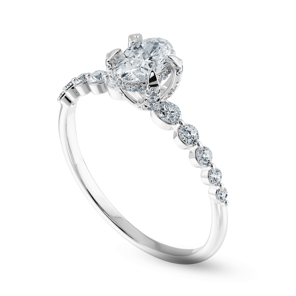 Jewelove™ Rings I VS / Women's Band only 0.30cts Oval Cut Solitaire Halo Diamond Accents Platinum Ring JL PT 2008