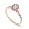 Jewelove™ Rings Women's Band only / VS I 0.30cts. Oval Cut Solitaire Halo Diamond Shank 18K Rose Gold Ring JL AU 1199R