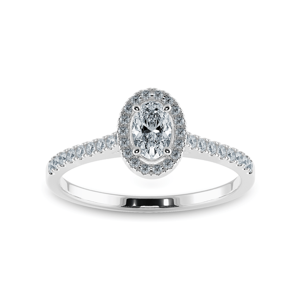 Jewelove™ Rings I VS / Women's Band only 0.30cts Oval Cut Solitaire Halo Diamond Shank Platinum Ring JL PT 1199