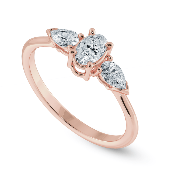 Jewelove™ Rings Women's Band only / VS I 0.30cts. Oval Cut Solitaire with Pear Cut Diamond Accents 18K Rose Gold Ring JL AU 1206R