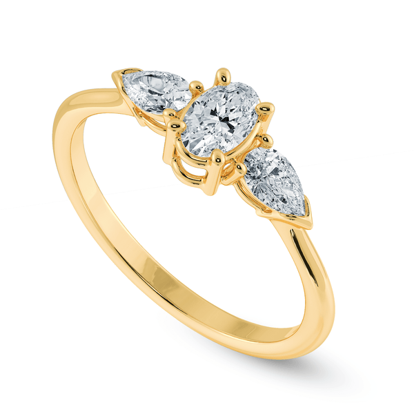 Jewelove™ Rings Women's Band only / VS I 0.30cts. Oval Cut Solitaire with Pear Cut Diamond Accents 18K Yellow Gold Ring JL AU 1206Y