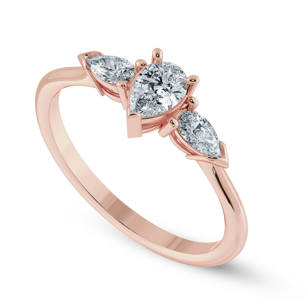 Jewelove™ Rings Women's Band only / VS I 0.30cts. Pear Cut Solitaire Diamond Accents 18K Rose Gold Ring JL AU 1207R