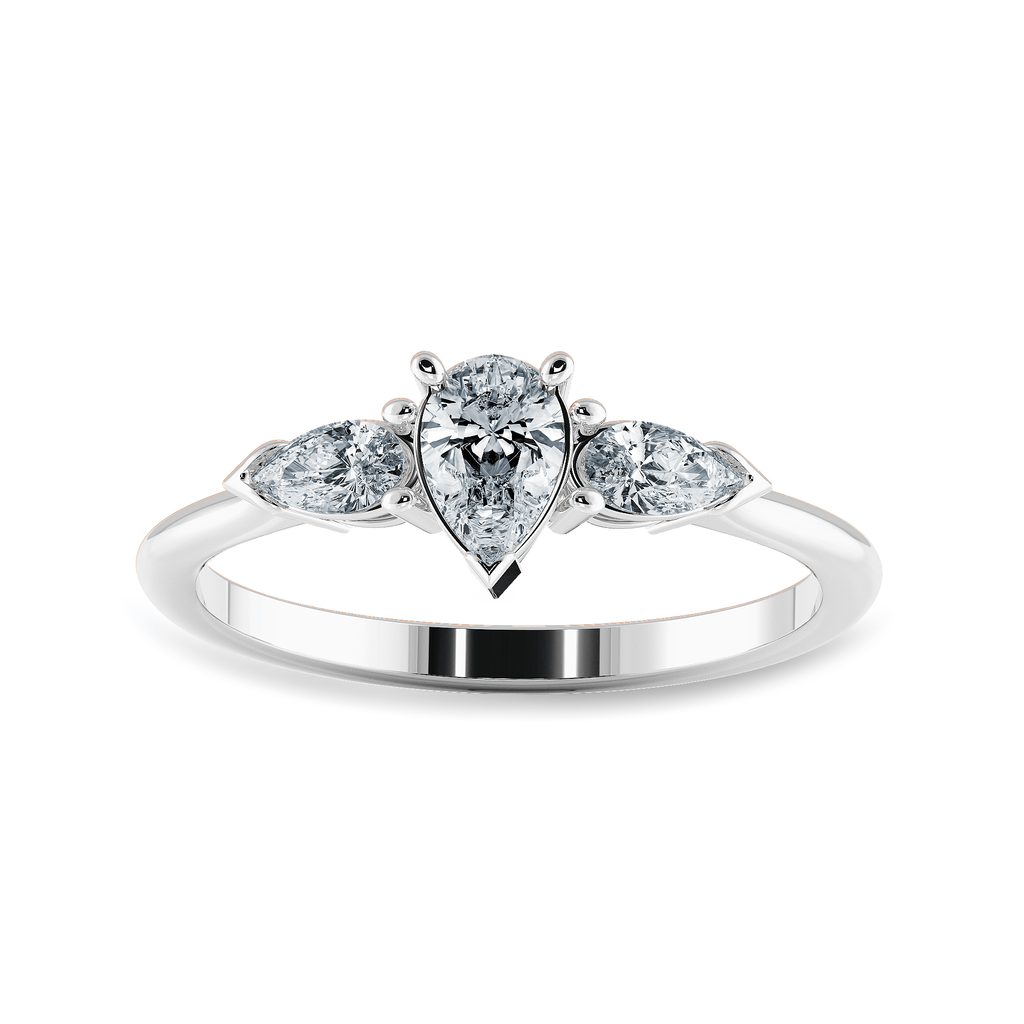 Jewelove™ Rings I VS / Women's Band only 0.30cts Pear Cut Solitaire Diamond Accents Platinum Ring JL PT 1207