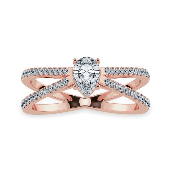 Jewelove™ Rings Women's Band only / VS I 0.30cts. Pear Cut Solitaire Diamond Split Shank 18K Rose Gold Ring JL AU 1175R