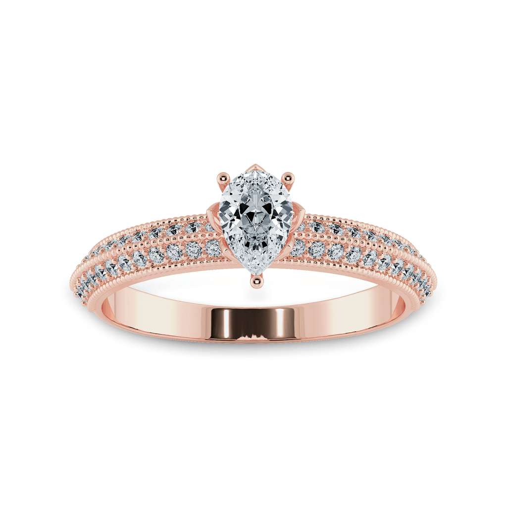 Jewelove™ Rings Women's Band only / VS I 0.30cts. Pear Cut Solitaire Diamond Split Shank 18K Rose Gold Ring JL AU 1191R