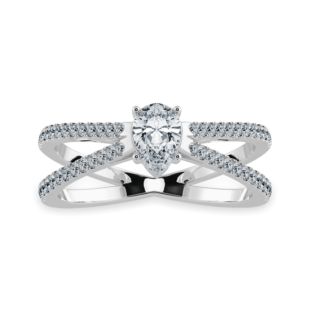 Jewelove™ Rings I VS / Women's Band only 0.30cts Pear Cut Solitaire Diamond Split Shank Platinum Ring JL PT 1175